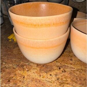 Anthropologie Dahlia Ombre Bowl Orange Peach Sherbert Set of 4